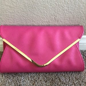 COPY - Rose pink large clutch bag with 2 removabl…